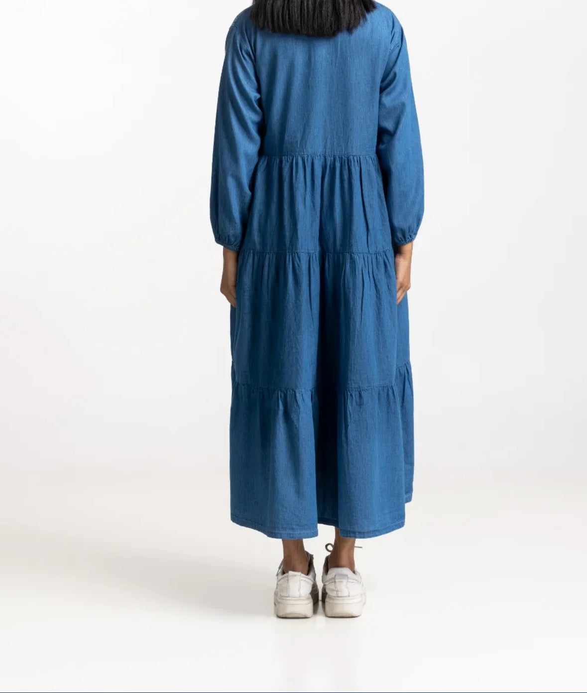 Light Weight Denim V-Collar Dress