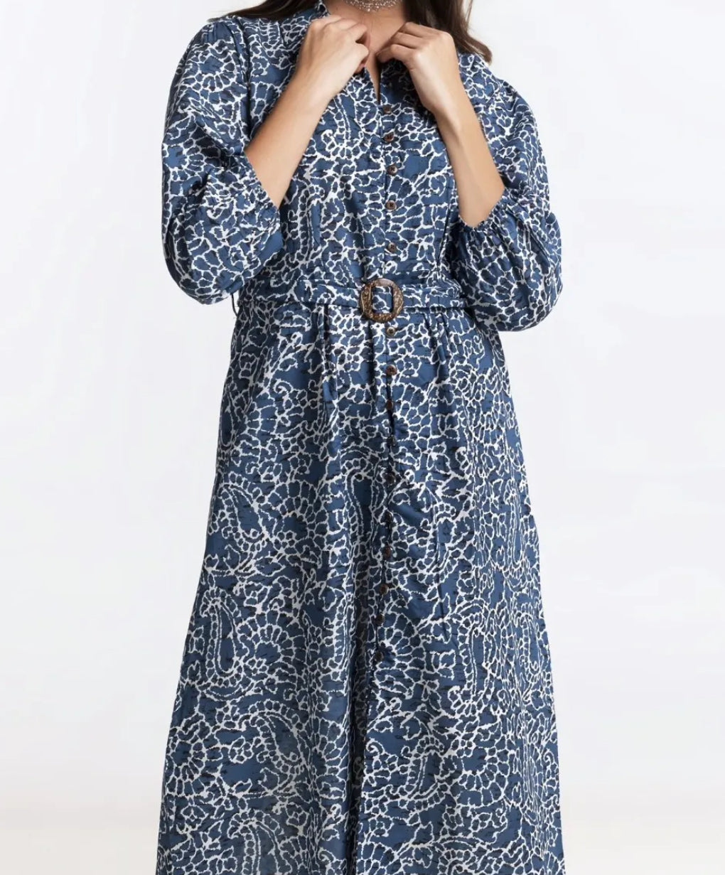 Collar-Button Down Maxi Dress