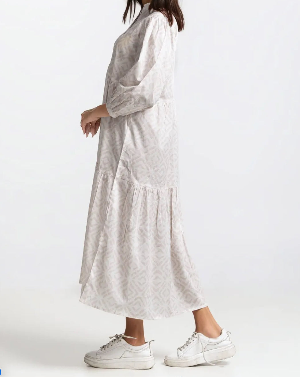 Ban-Collar Maxi Dress